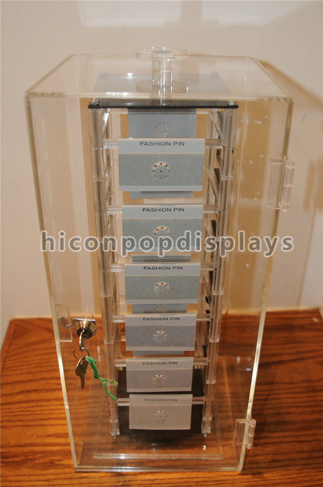 Rotating Jewelry Acrylic Display Case , Plexiglass Lucite Acrylic Tower Showcase