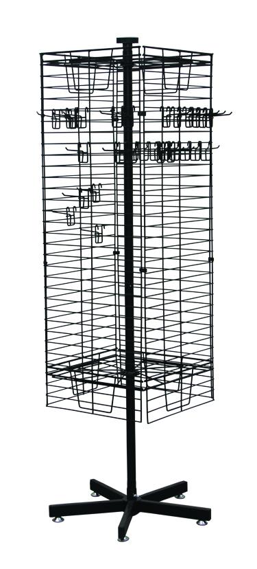8 Tiered 96 Prongs 65 Long Rotating Display Rack Black Color With Hanging Hook