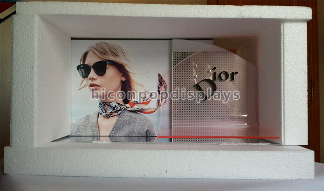 Eyewear Retail Merchandising Displays Acrylic Mirror Steel Sunglass Display Tray