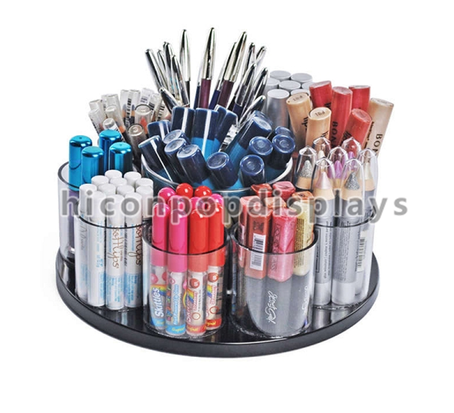 In Store Cosmetic Display Stand Acrylic Counter Cosmetic Organizer With Dispenser