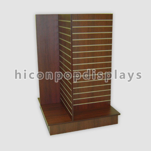 2 Way Function Slatwall Movable Magazine Display Stand Wooden Free Standing Display