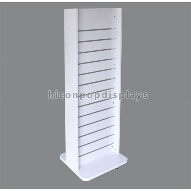White 2 Way Slatwall Display Stands Retail Store Movable Wood Gondola Shelving