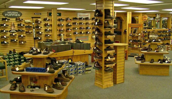 Clothing Store Fixtures 4-way Footwear Shop Display Stand Metal Shoes Display