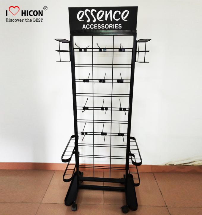 Umbrella Flooring Display Stands 1600mm × 400mm Made In Black Metal With Casters