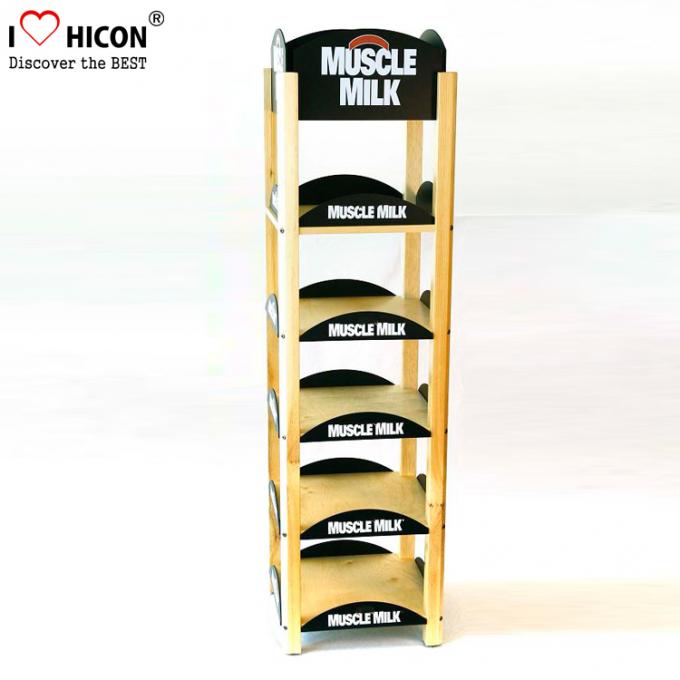 Retail Store Flooring Wooden Custom Product Display Stands For Food Display
