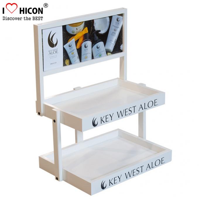 Wood Cosmetic Display Stand Counter Top Marketing Skin Care Products Display Stand