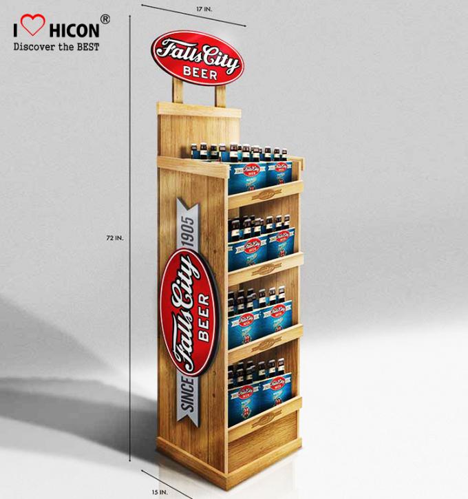 3 Seconds Catch Clients Wooden Beer Display Racks Wine Merchandising Displays