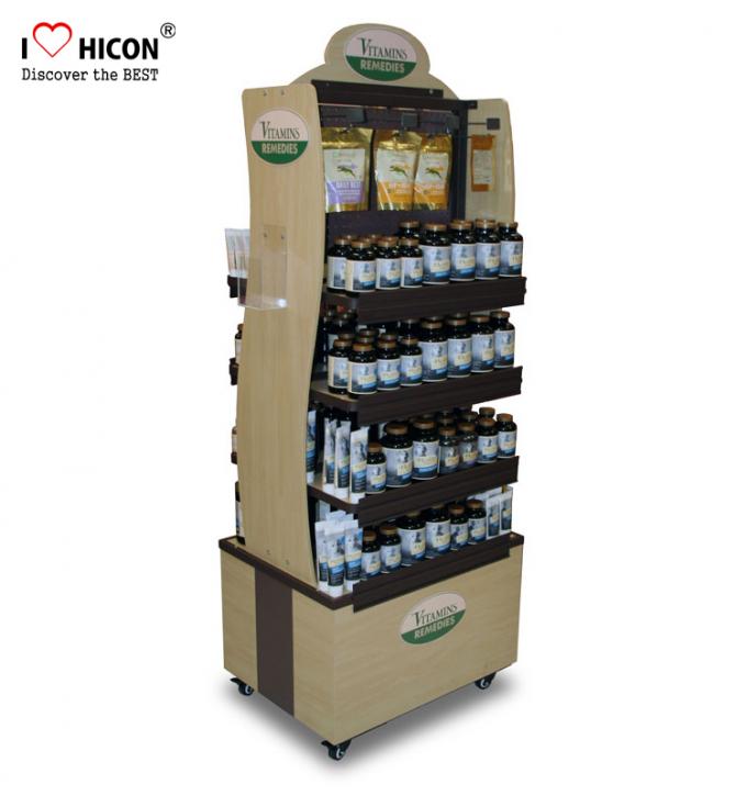 Pharmacy Wooden Store Fixtures Movable Flooring Environmental