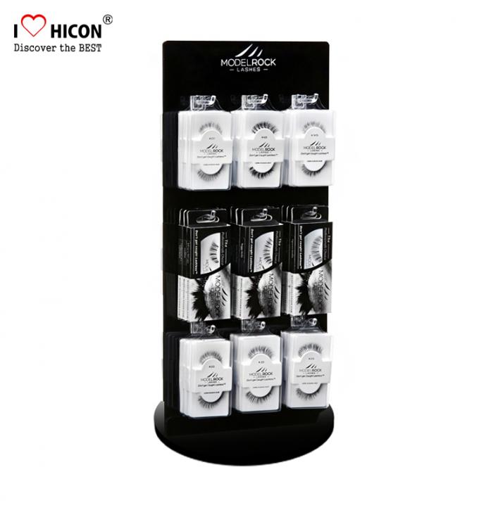 Advertising Table Top Metal Acrylic Eyelash Display Stand Rotating For Beauty Product