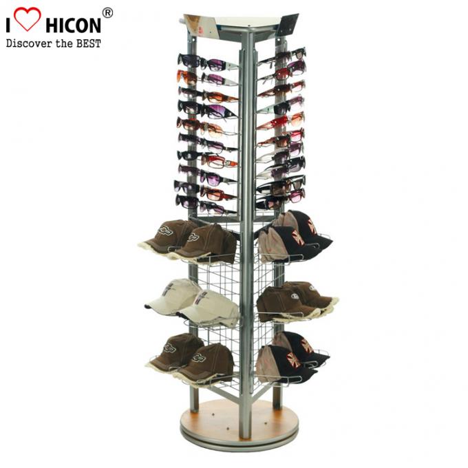 Fashion Store Rotating Outdoor Sports Product Display Stands / Racks Wood Base