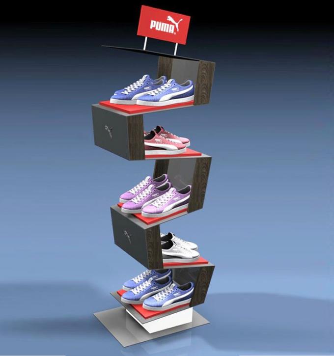 Comfortable Inspire Shoe Store Wooden Display Racks Sneaker Display Shelves