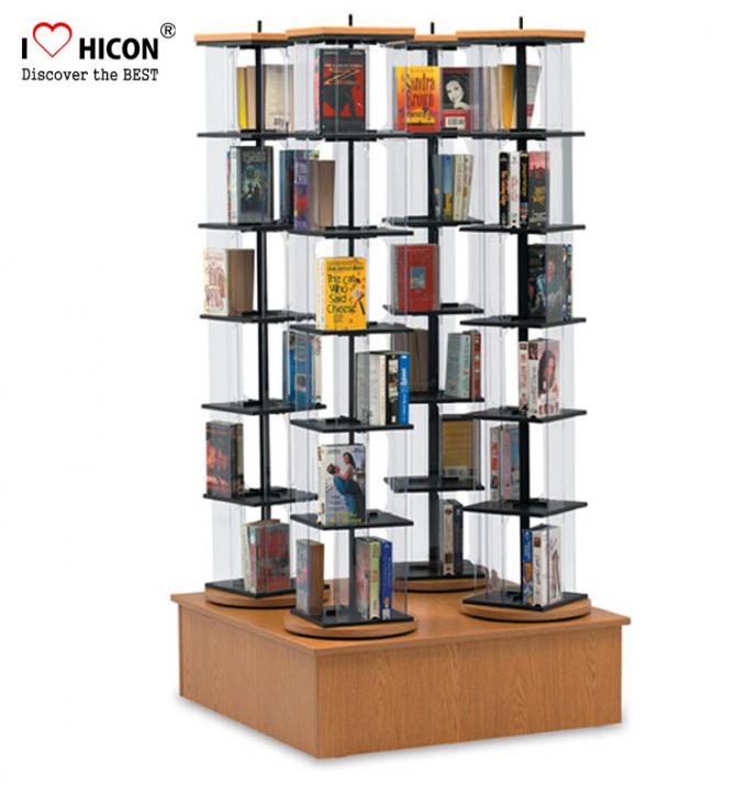 Rotating Book Display Stand Metal Wire Pockets CD Flooring Display Stand