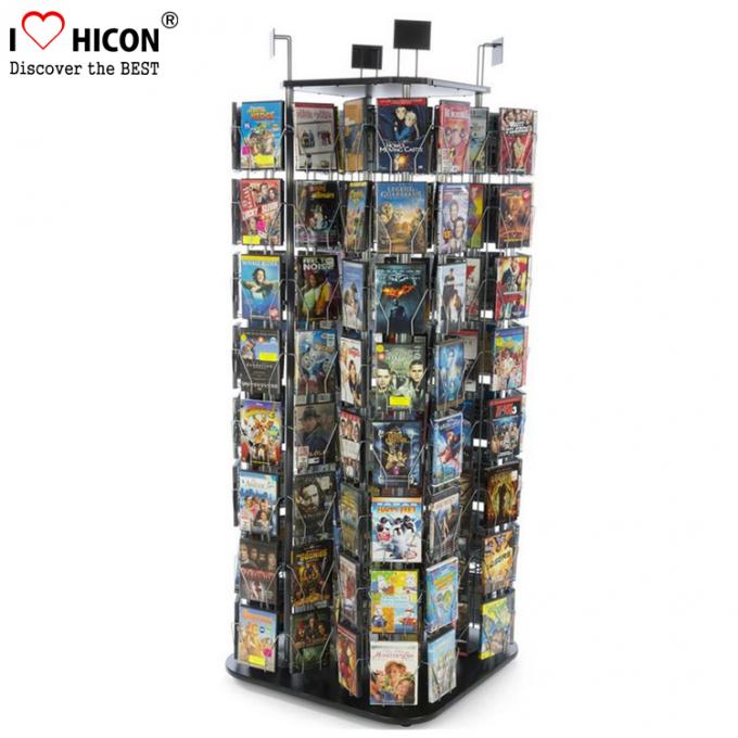 Rotating Book Display Stand Metal Wire Pockets CD Flooring Display Stand