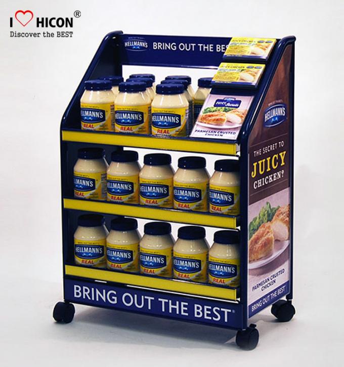 Drive Sales Food Store Supply Metal Display Rack Tiered Crisp Sauce Display Stands