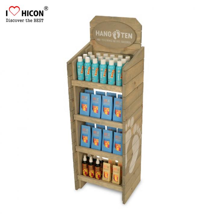Point of Purchase Wooden Display Racks Free Standing For Nutritional Shake Chocolate