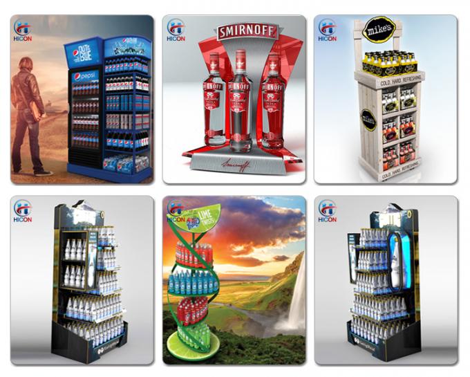 Sugar Content Energy Drinks Display Stands In Store Merchandising