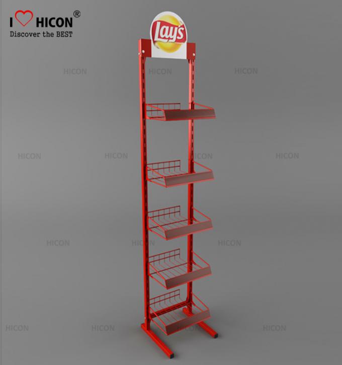 Freestanding Point Of Purchase Wire Snack Chip Bag Display Racks
