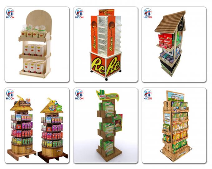 Wooden Display Racks Rotating Snack Area Sweet Shop Display Stands