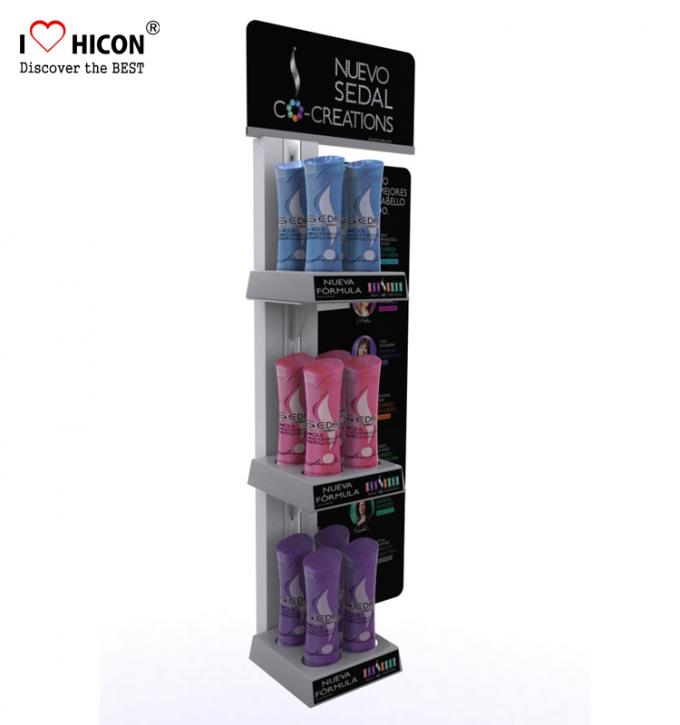 Cosmetic Marketing Display Fixture Free Standing Shampoo Display Stands