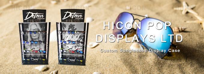 Black Sunglasses Display Case Freestanding Acrylic Top Sunglass Display Cabinet