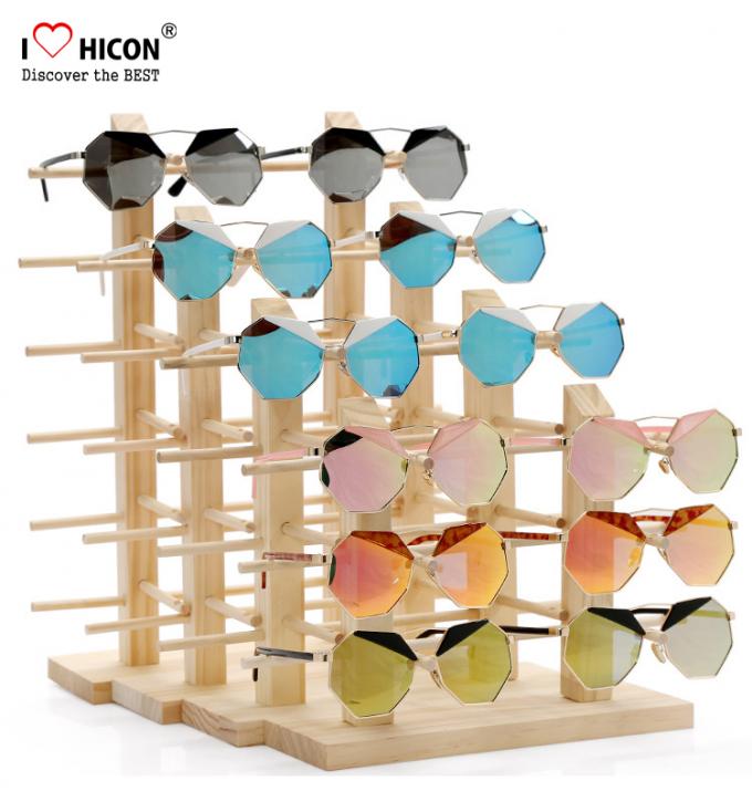 Amazing Clients Wooden Sunglasses Display Stand Counter Top Advertising Equipment