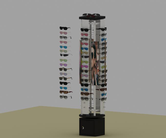 Black Metal Sunglasses Display Case With Led Lighting , Sunglass Display Rack