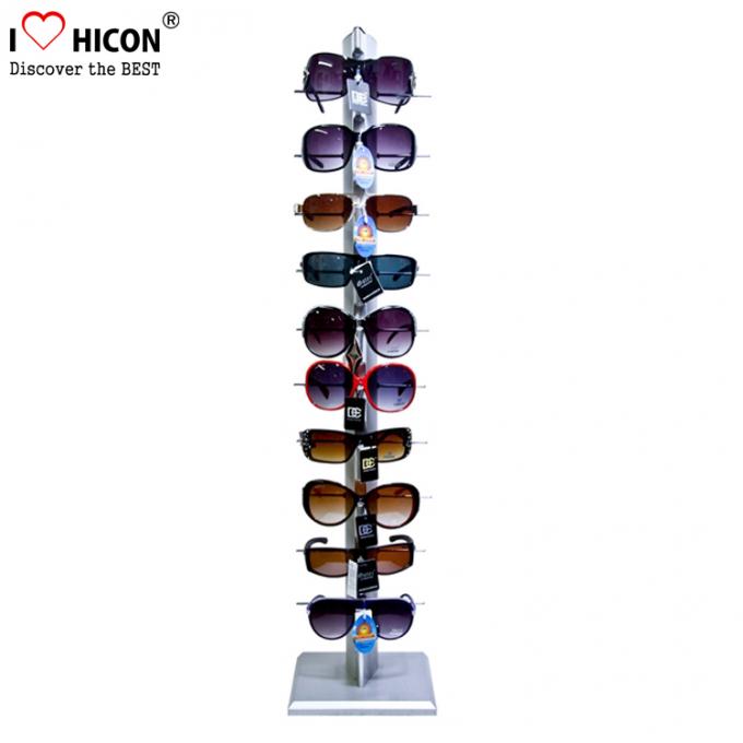Single Row 10 Pairs Eyewear Retail Merchandising Displays Stand Metal Material