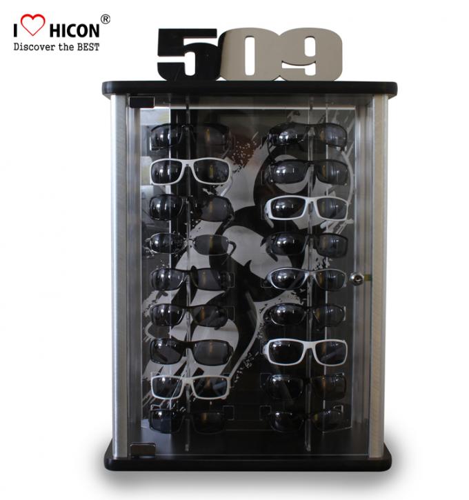 Retail Shop Sunglasses Display Case Countertop Acrylic Glasses Display With Lock / Key