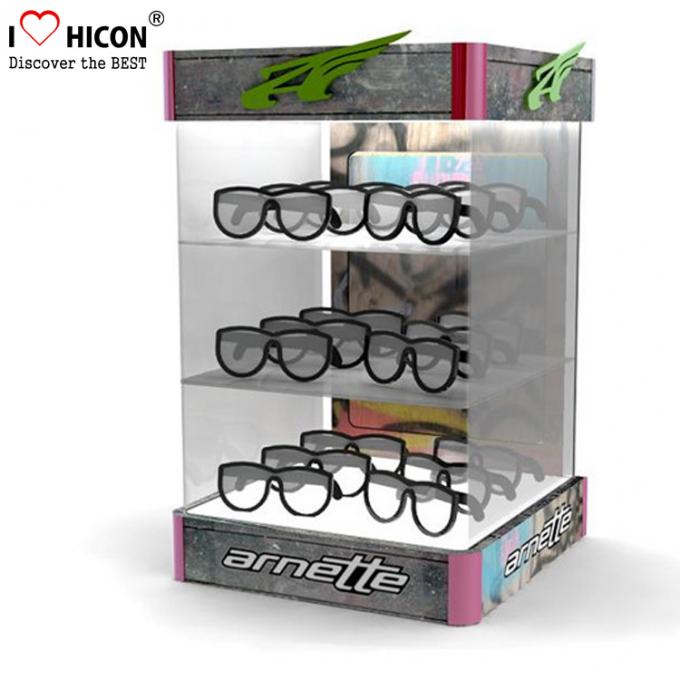 Retail Store Illuminating Sunglasses Display Case Acrylic Eyewear Display Cases