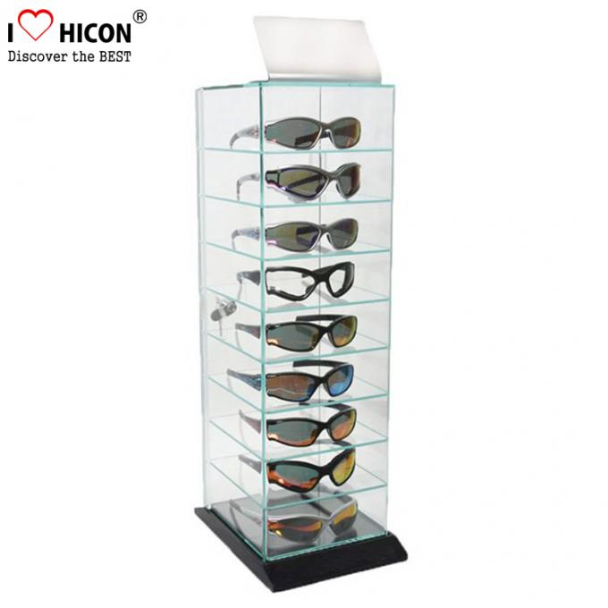 Lockable Revolving Sunglasses Display Case 8 Tier Customized