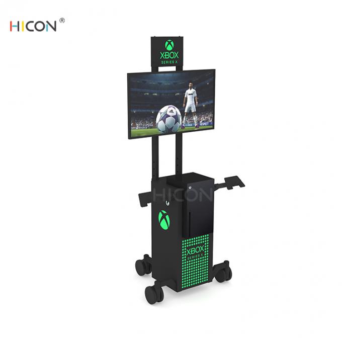 Floor Black Metal Game Console Display Stand with Luminous Logo