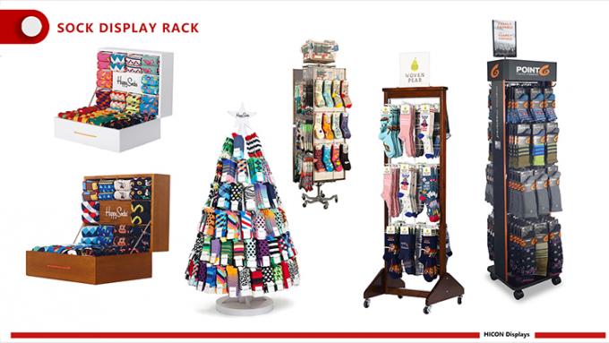 Freestanding Retail Display Stands 2-way Wooden Store Socks Display Stand