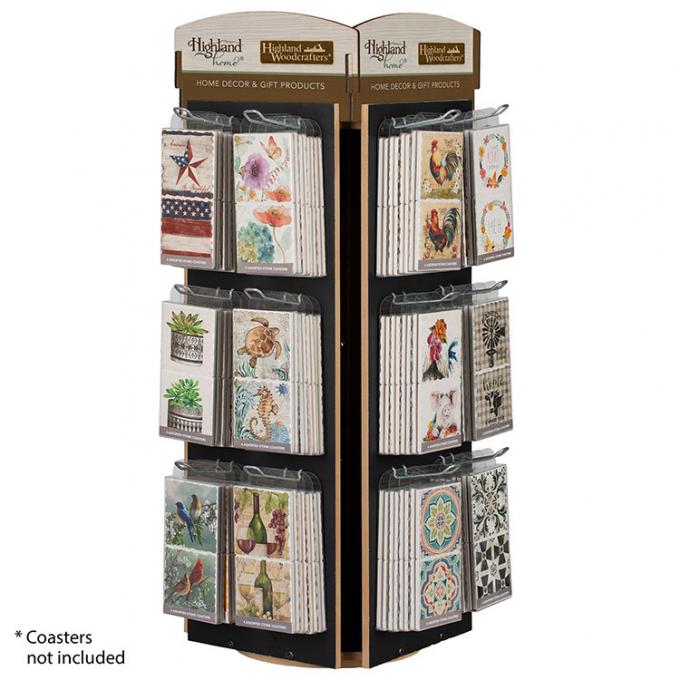 Retail Store Spinner Display Rack Wooden Bumper Sticker Display Rack