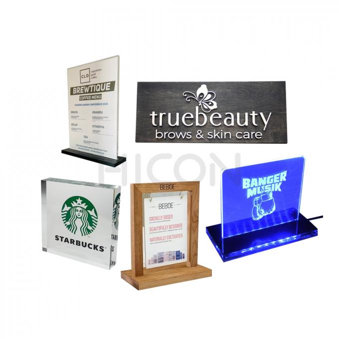 Retail Store Fixtures Wood Sign Poster Display Solution Led Display Stand