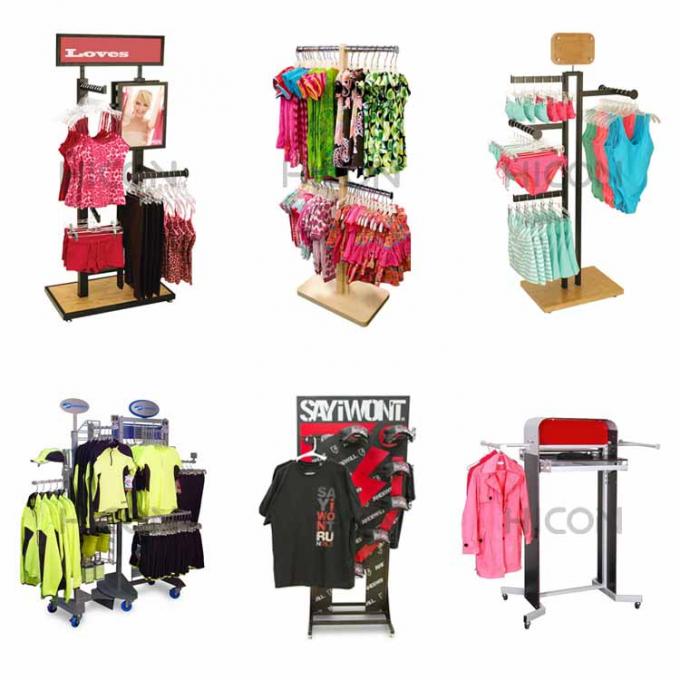 Apparel Retail Store Fixture Custom Metal 2-way Clothing Display Stand