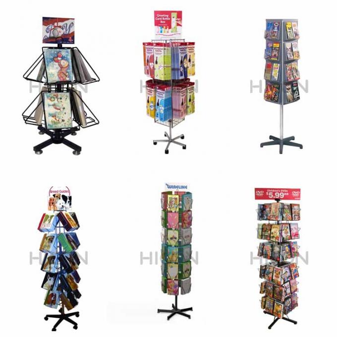 Custom Rotating Stickers Display Rack Countertop Wood Acrylic Display Stand